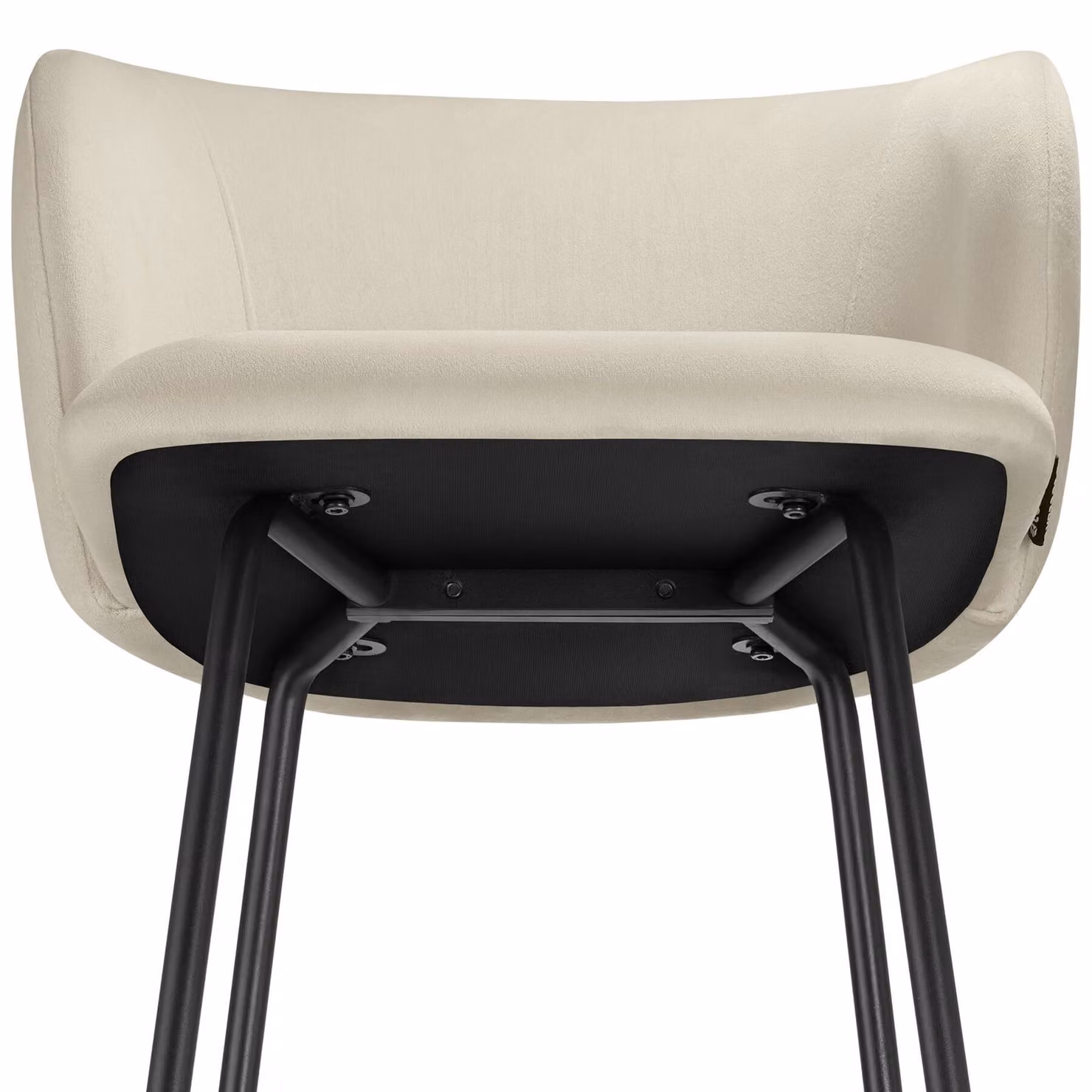Set di 2 sgabelli Luana tectake con schienale in velluto, beige e nero, design moderno per cucina e soggiorno – 1
