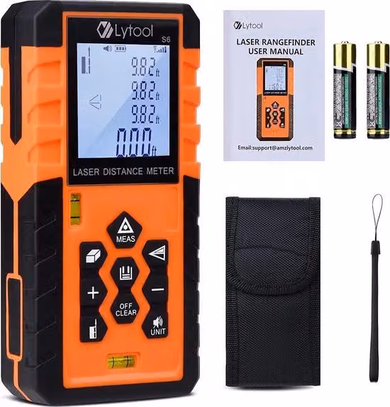 Rilevatore di distanza laser Lytool arancione con portata fino a 50 m