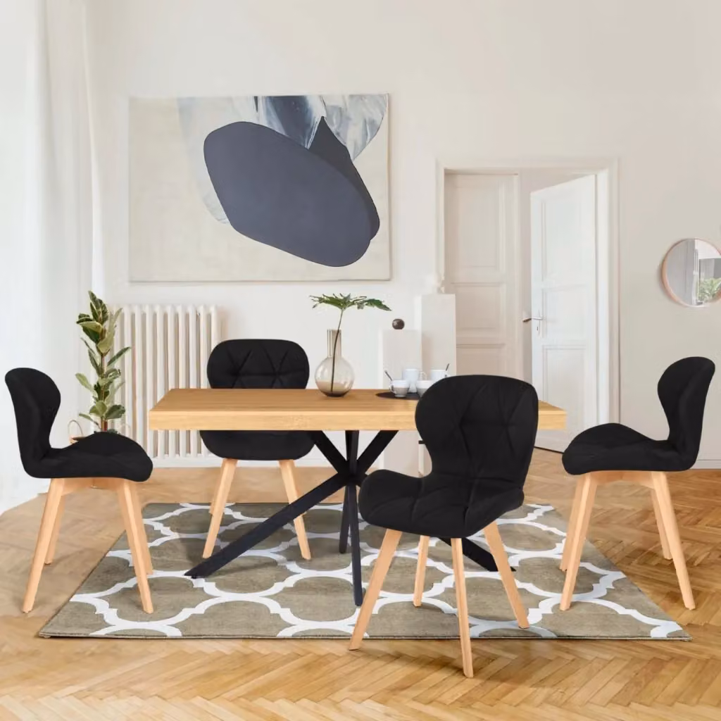 Set di 4 sedie da pranzo ROBINE IDMarket nere in ecopelle con finitura opaca – 2