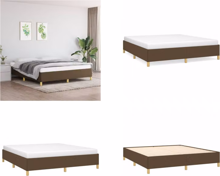 vidaXL Struttura letto in tessuto marrone scuro 180x200 cm - Struttura letto - Cornici letto - Struttura letto - Letto