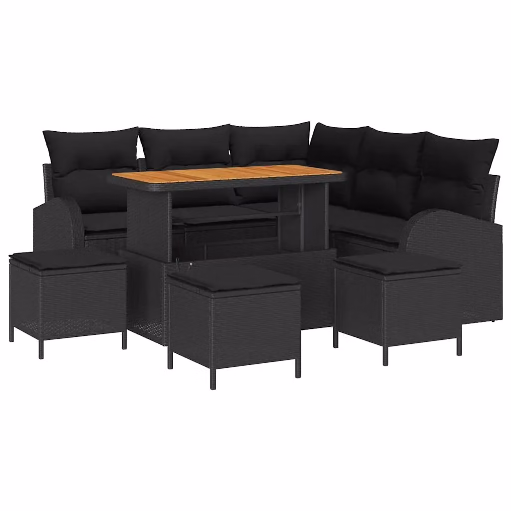 Set Divano da Giardino vidaXL 9 Pezzi con Cuscini e Contenitore Nero – 2