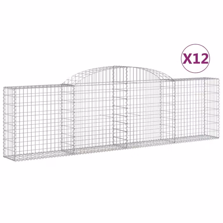 Cesti Gabbioni ad Arco 12 pz 300x30x80/100 cm Ferro Zincato
