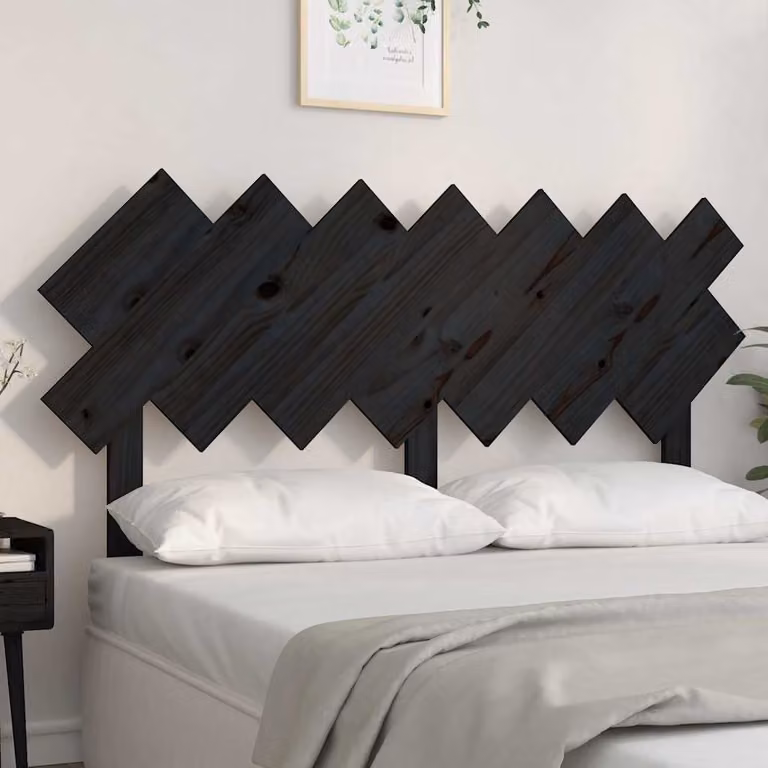 Testiera per letto vidaXL in legno massello di pino nero, stile rustico, L 141 cm x P 3 cm x H 80,5 cm