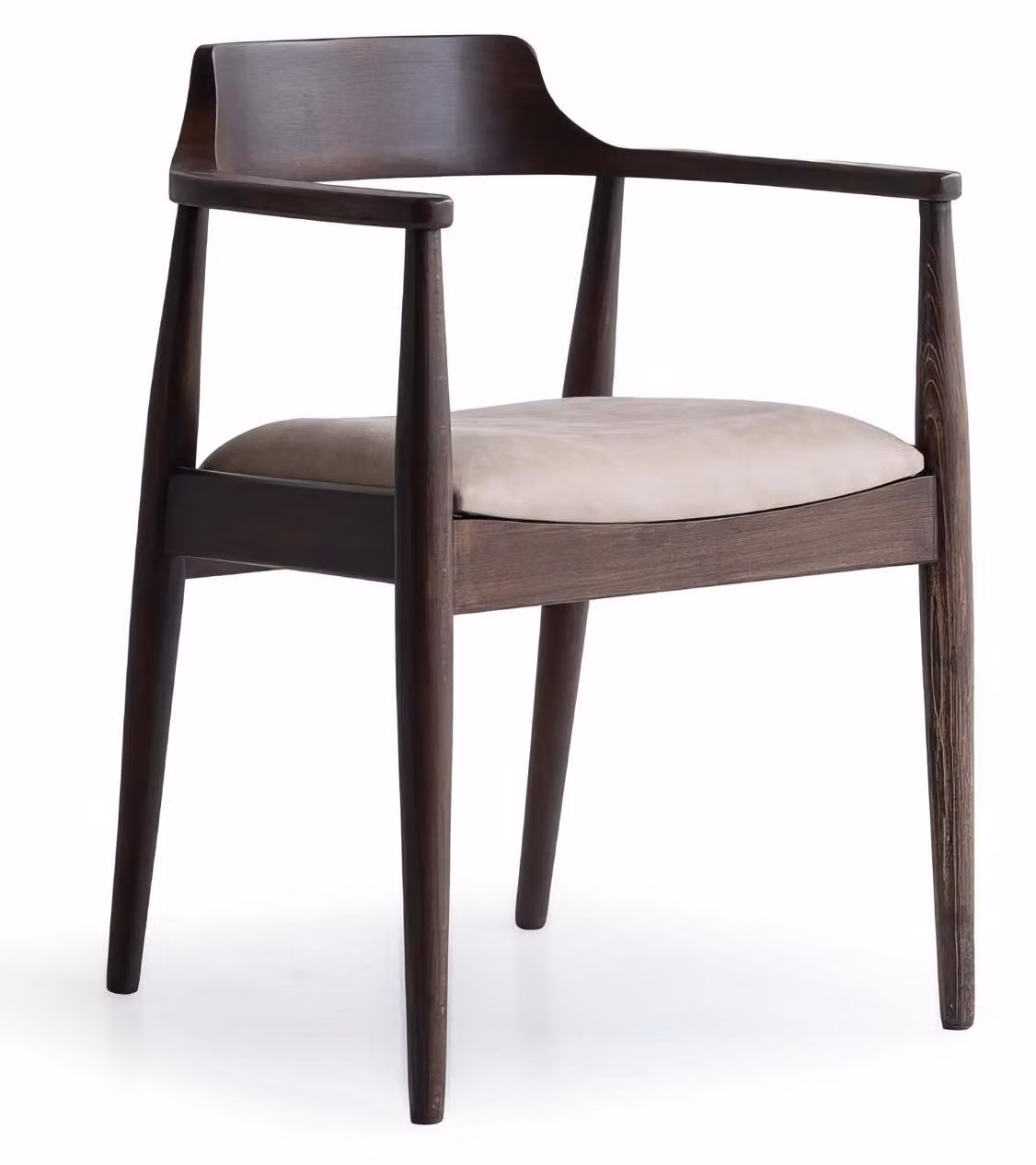 Sedia da pranzo moderna, in legno marrone, con braccioli, imbottita, design elegante, nuova