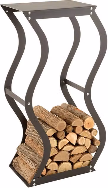 Portalegna Crea Zigozago in acciaio nero L: 57 cm, P: 27 cm, H: 96 cm