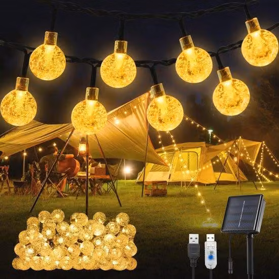 Illuminazione da giardino a energia solare con 100 LED - Impermeabile IP65 - 8 modalità di illuminazione per feste ed eventi