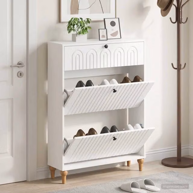 Mobile porta scarpe moderno vidaXL in MDF e metallo L/P/H: 78 x 24 x 103 cm – 1