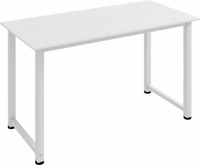 Scrivania per Computer HOMCOM Moderna in MDF e Acciaio, Bianco, L: 120 cm, P: 60 cm, H: 76 cm