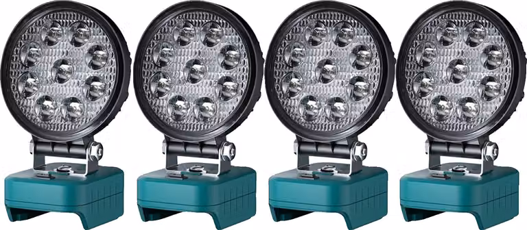 luce da lavoro a LED da 27W, 2000 lumen, compatibile con varie batterie, 4 luci da lavoro
