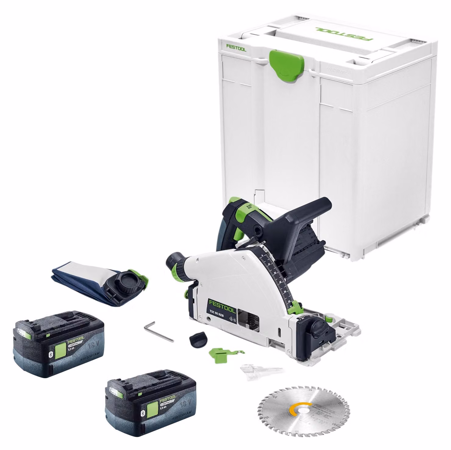 Festool TSC 55 KEB-Basic Sega a immersione a batteria 18 / 36 V 160 mm Brushless + 2x batteria 5,0 Ah + Systainer - senza caricabatterie