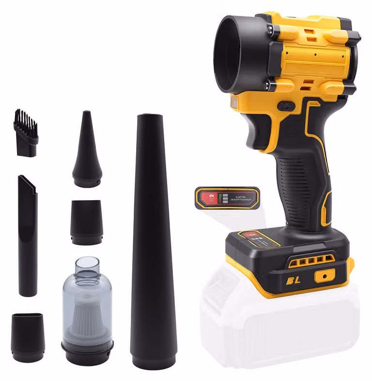Aspirapolvere portatile 2-in-1 con batteria da 20 V, motore brushless, funzione di soffiaggio e aspirazione, dotato di 3 ugelli