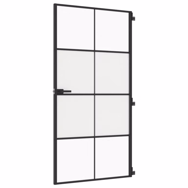 Porta Interni Sottile Nera 102,5x201,5Vetro Temperato Alluminio