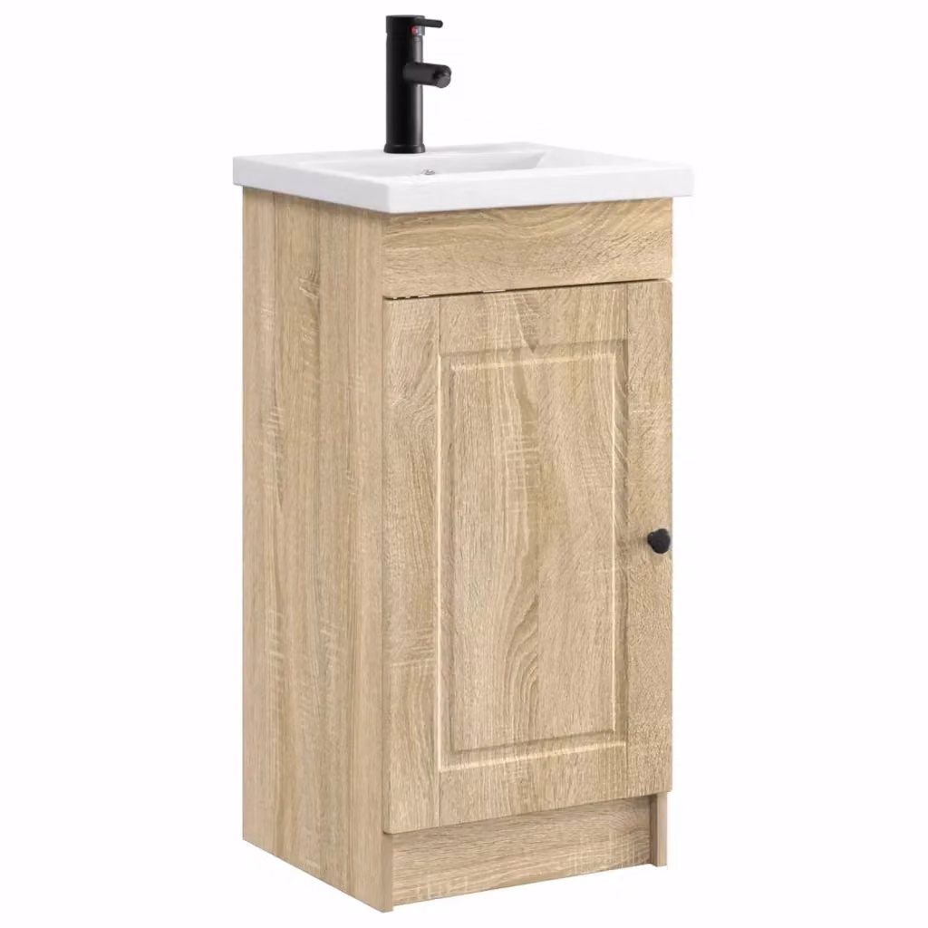 Mobile da bagno moderno vidaXL in legno e metallo marrone con ante a battente e ripiani interni L/P/H: 42 x 40 x 84,5 cm – 2