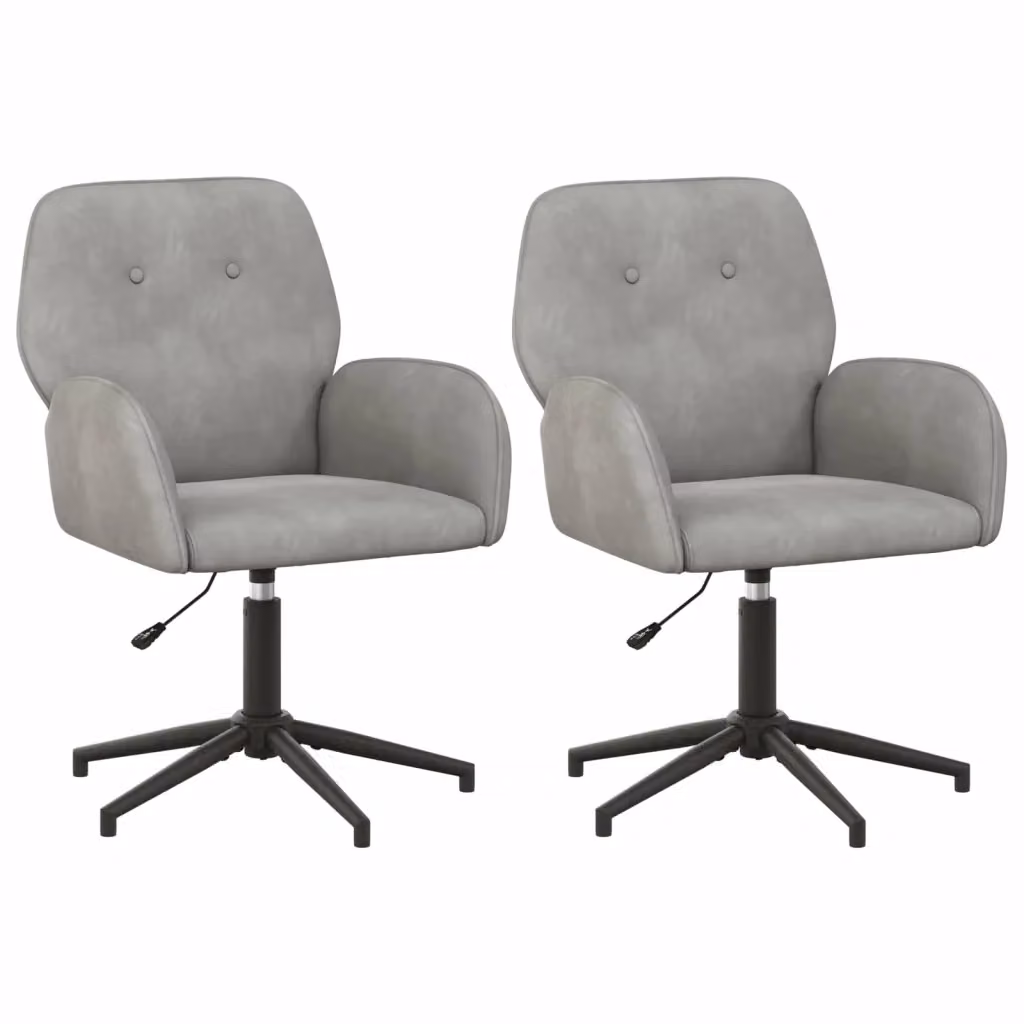 Set di 2 sedie da scrivania girevoli vidaXL in velluto grigio con braccioli, L/P/H: 54 x 55 x 90 cm – 2