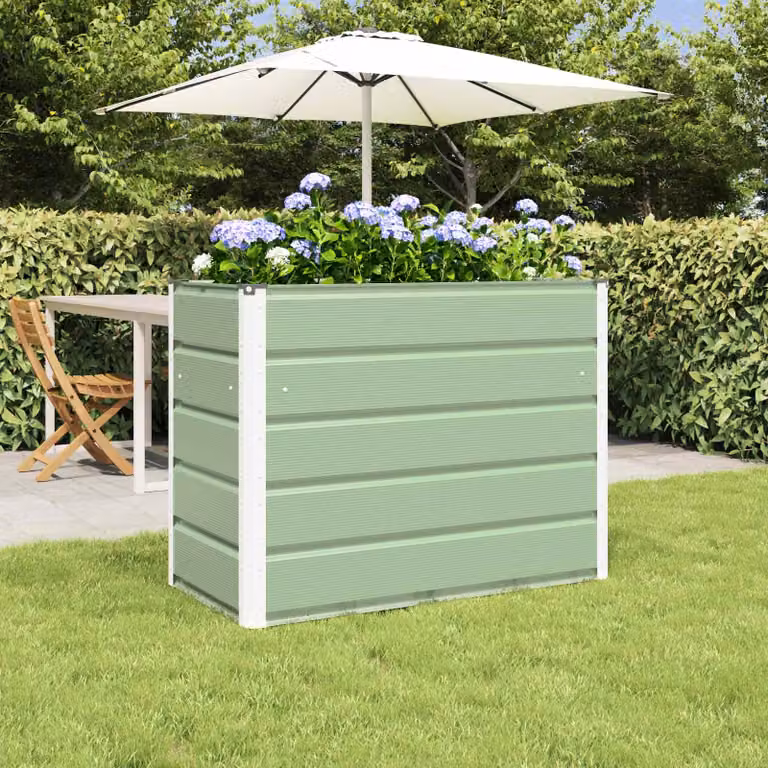 Fioriera vidaXL in acciaio zincato verde, L: 100 cm, P: 50 cm, H: 77 cm