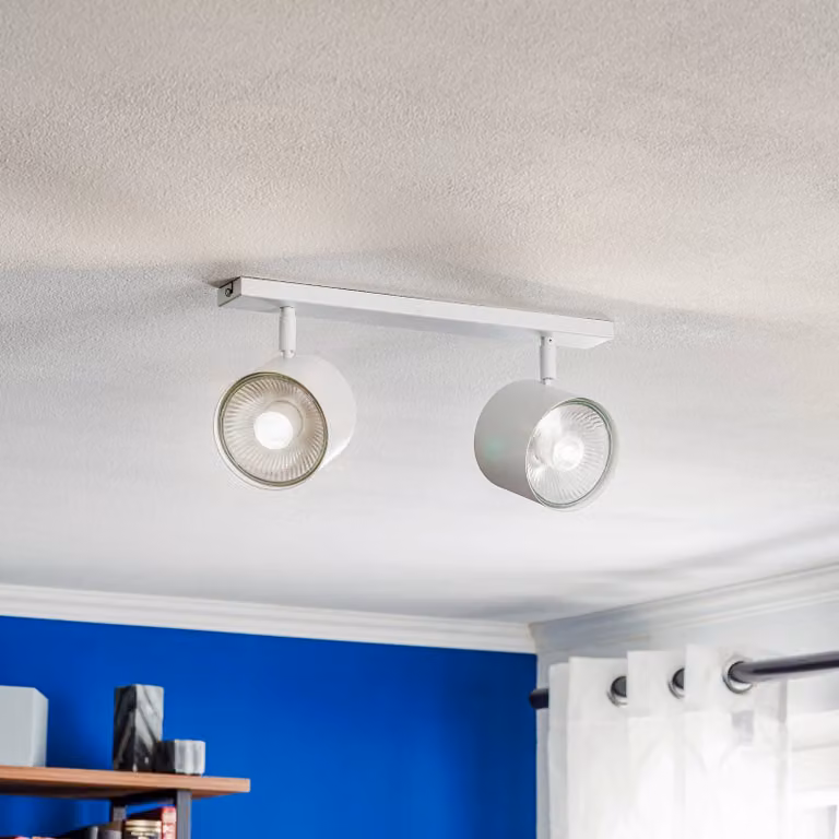 Faretto da soffitto Bot, bianco, 2 luci Bot ALDEX, dimmerabile, Bianco / Opale, Soggiorno / Sala da pranzo, Metallo, Moderno, Faretto alogeno