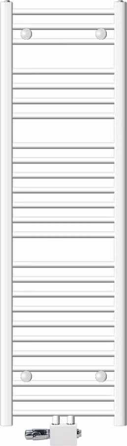 LuxeBath radiatore bagno attacco centrale 400 x 1500 mm bianco diritto con termostato e set di collegamento Angolo universale e diritto passante, senza elemento riscaldante