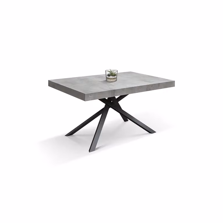 Tavolo FORTE DEI MARMI grigio cemento allungabile con base antracite 180×90 cm – 260×90 cm