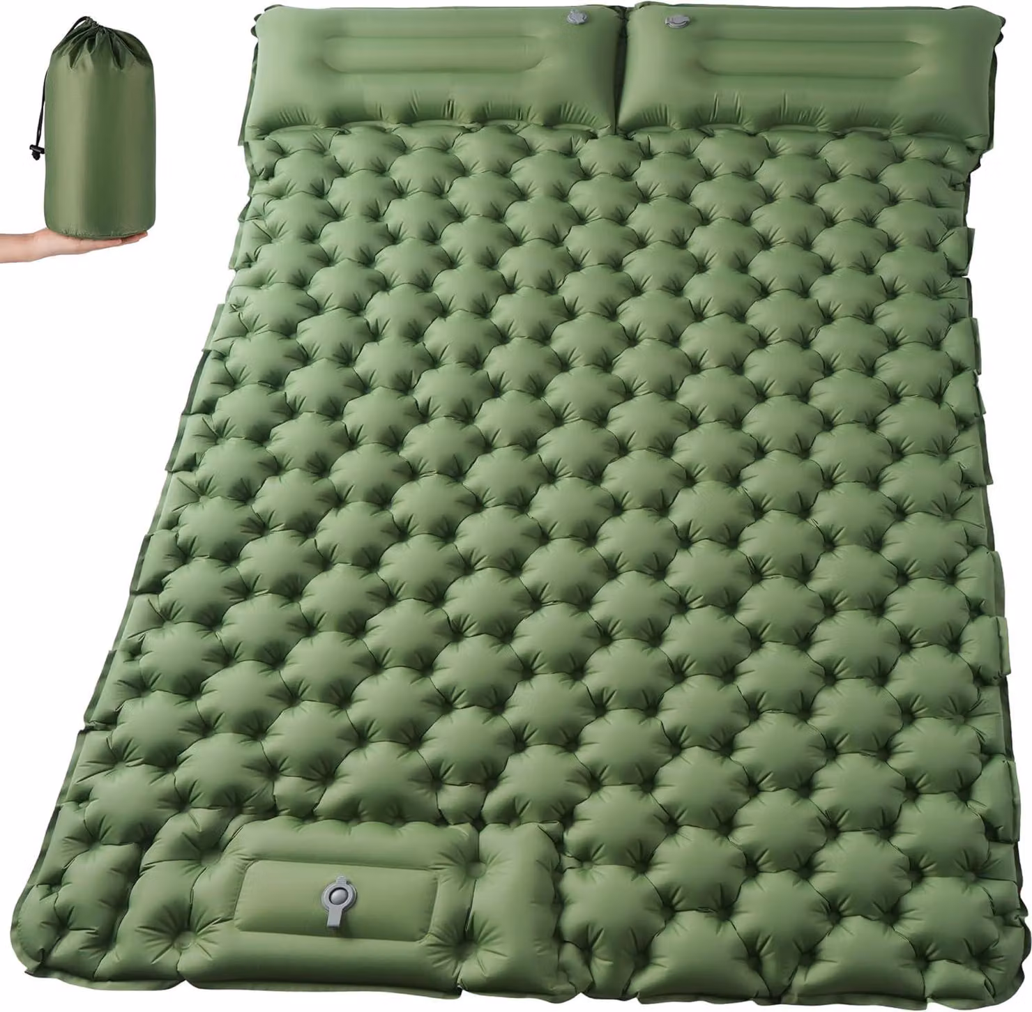 Materasso da campeggio autogonfiabile per due persone, elastico e più spesso - Letto ad aria con pompa ad aria a pedale - Materasso isolante portatile ultraleggero - Adatto per il campeggio - la spiaggia - l'escursionismo