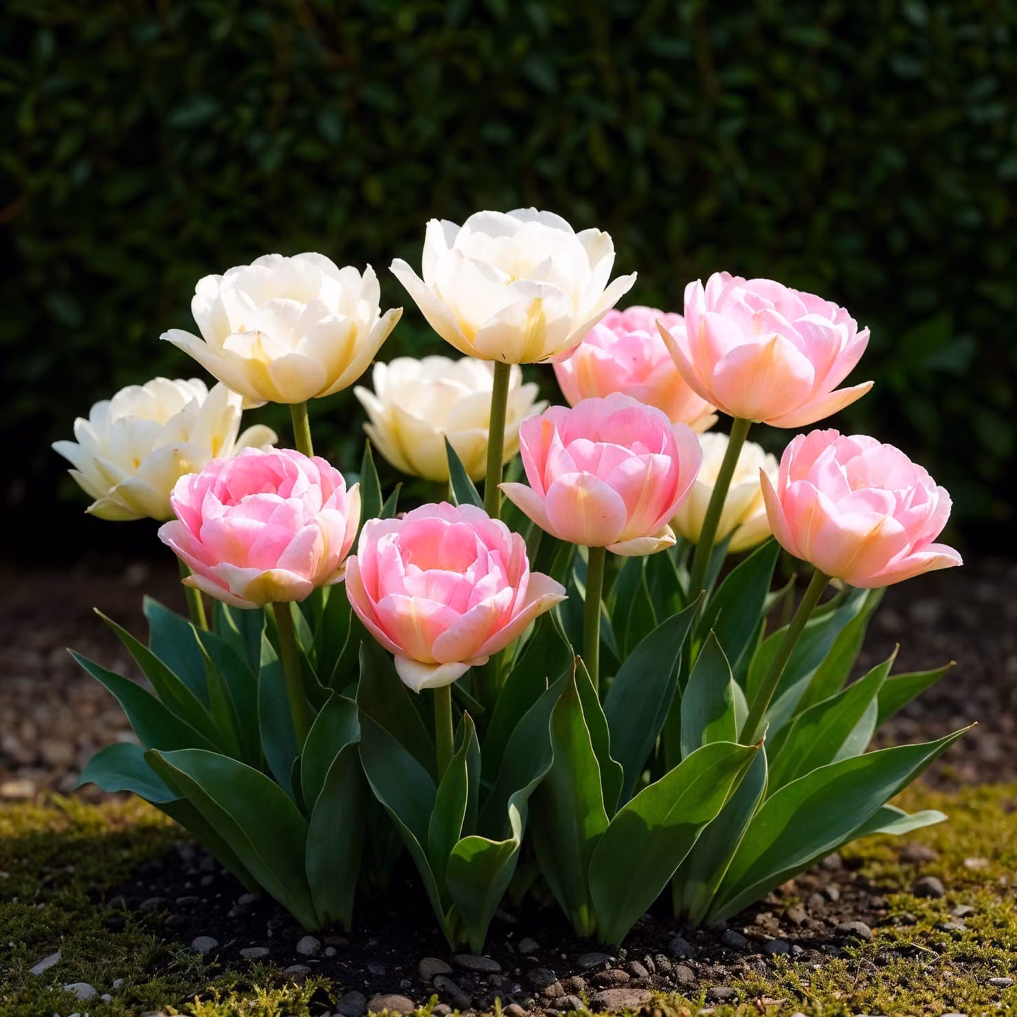 Bulbi di fiori Exotenherz - Tulipani Tulipa Double Sensation - Bianco Rosa (12 pezzi) Diametro 11-12cm