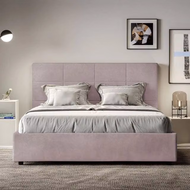 Letto matrimoniale king size con contenitore imbottito ityhome Mika in microfibra colore glicine L: 170 cm, P: 190 cm