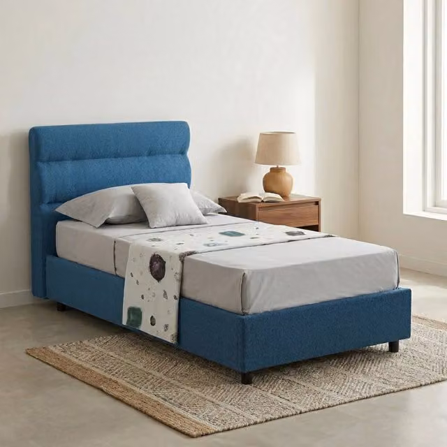 Letto Singolo Brenta DMORA Blu con Struttura Imbottita Made in Italy L/P: 80 x 200 cm – 1