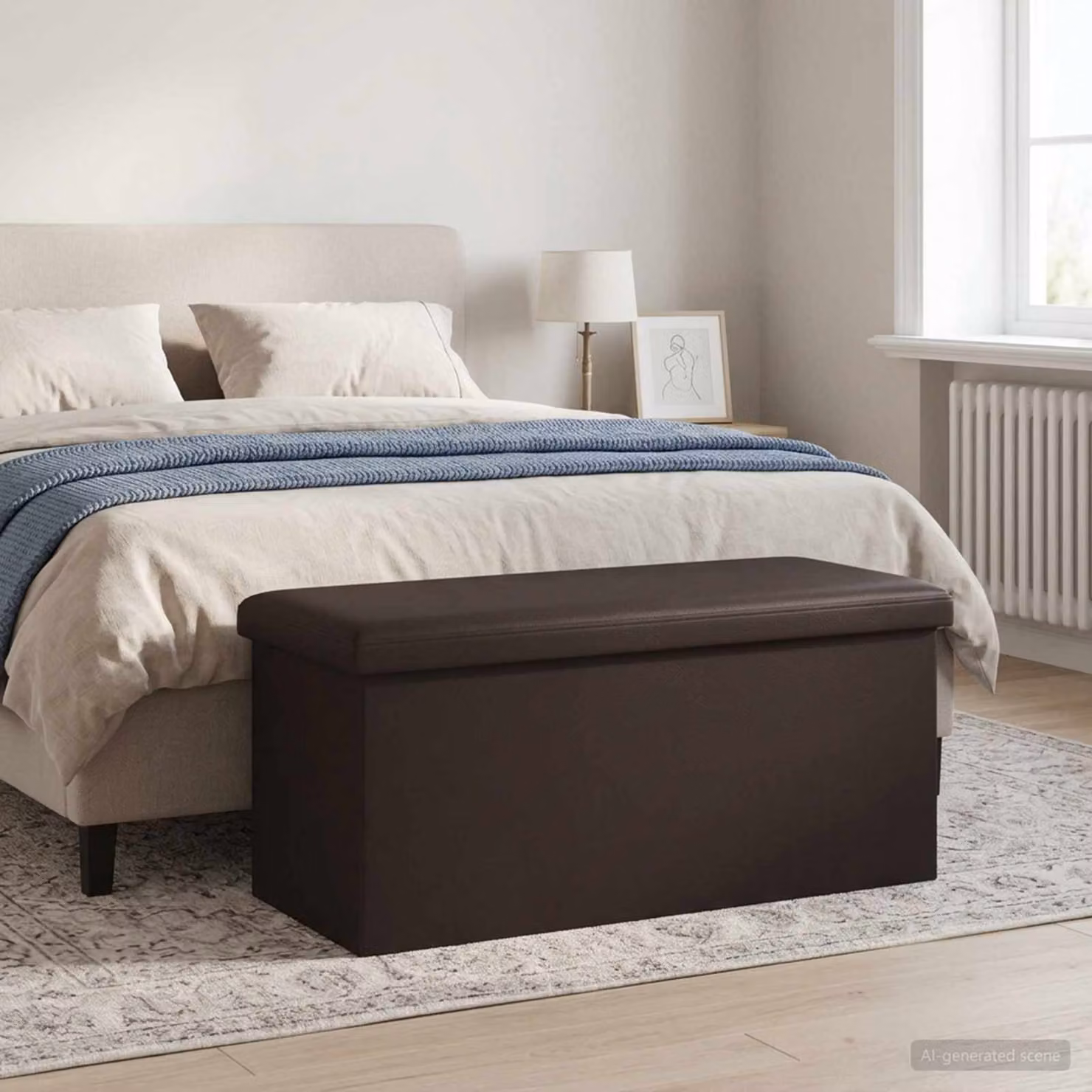 vidaXL Panchina di stoccaggio moderna in ecopelle marrone per soggiorno e camera da letto