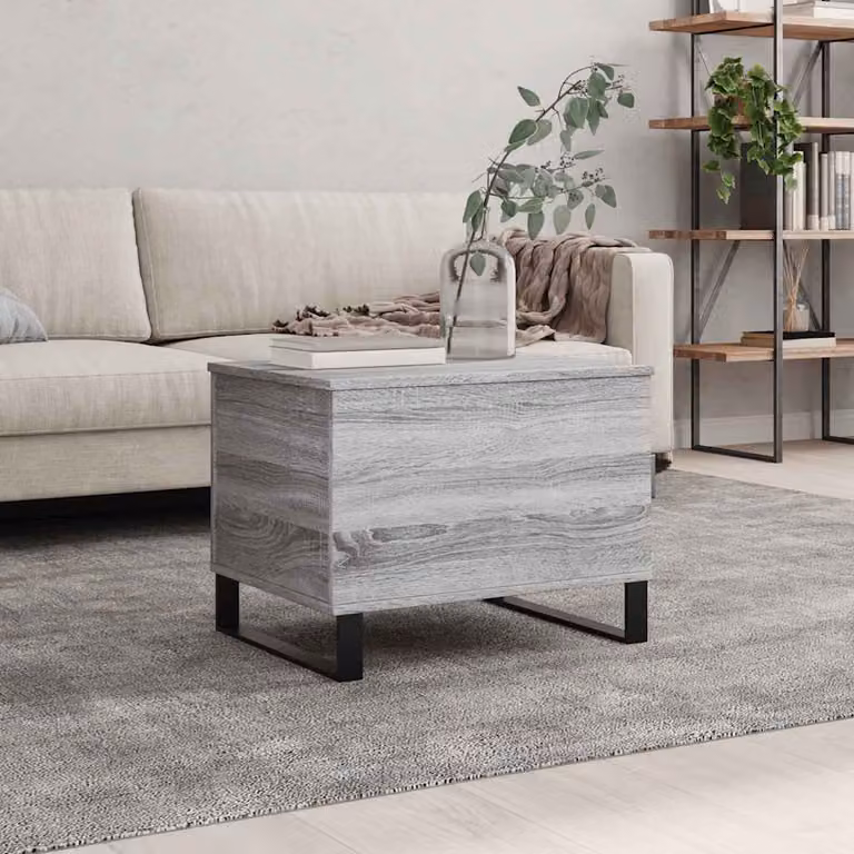 vidaXL Tavolino da salotto moderno in legno e metallo Grigio, L: 60 cm, P: 44,5 cm, H: 45 cm