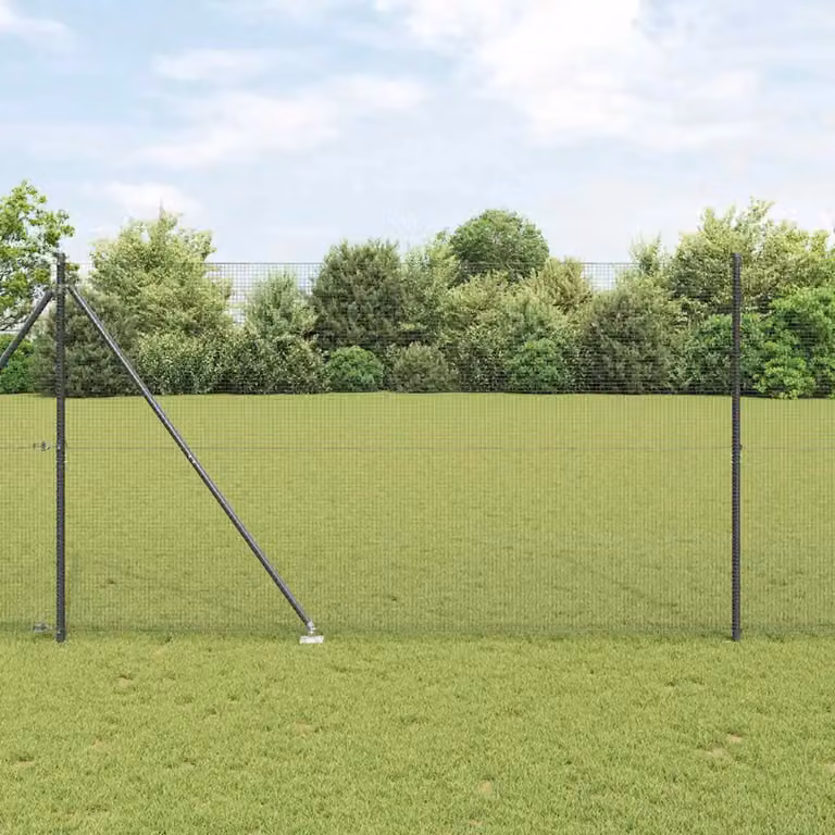 Recinzione in rete saldata con punte vidaXL, rivestimento in PVC, Grigio, L: 10 m, H: 1,5 m