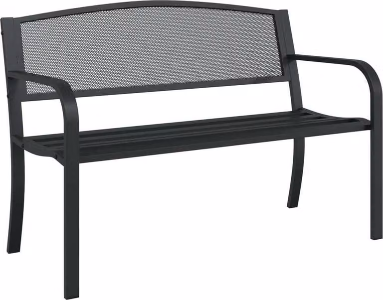 Panchina da Giardino 119 cm Nera in Acciaio