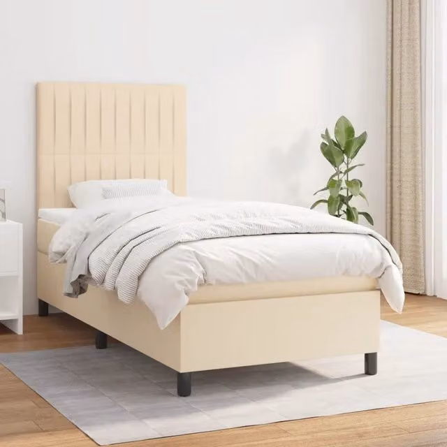 Giroletto a Molle con Materasso-Struttura Letto Crema 80x200 cm inTessuto 792062