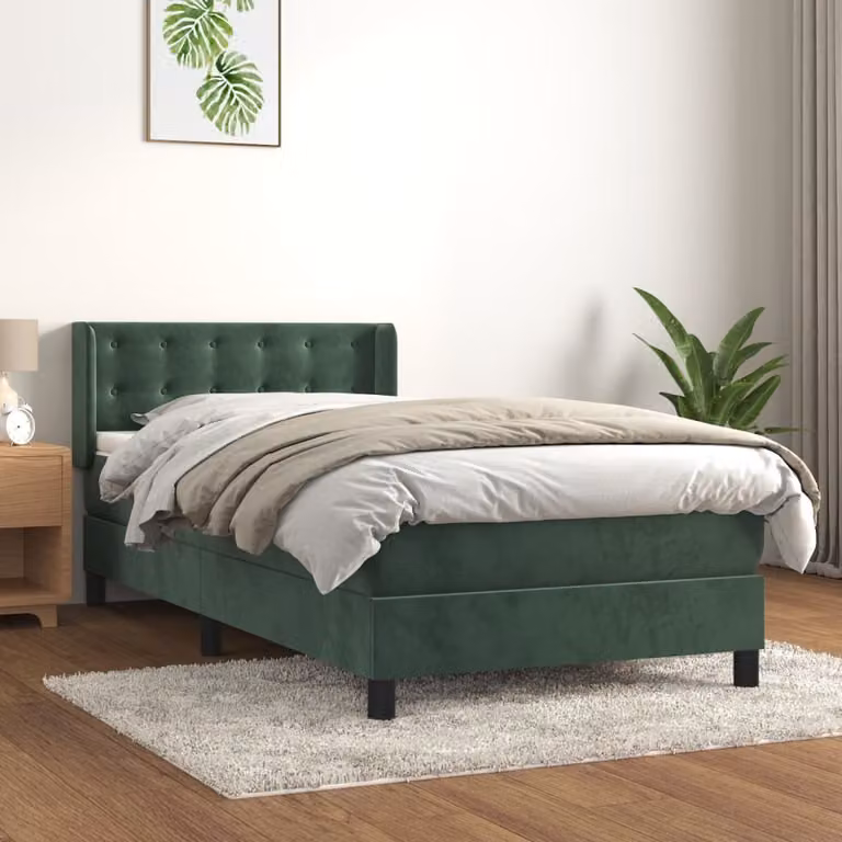 Maison Exclusive - Giroletto a Molle con Materasso Verde Scuro 90x200 cm Velluto