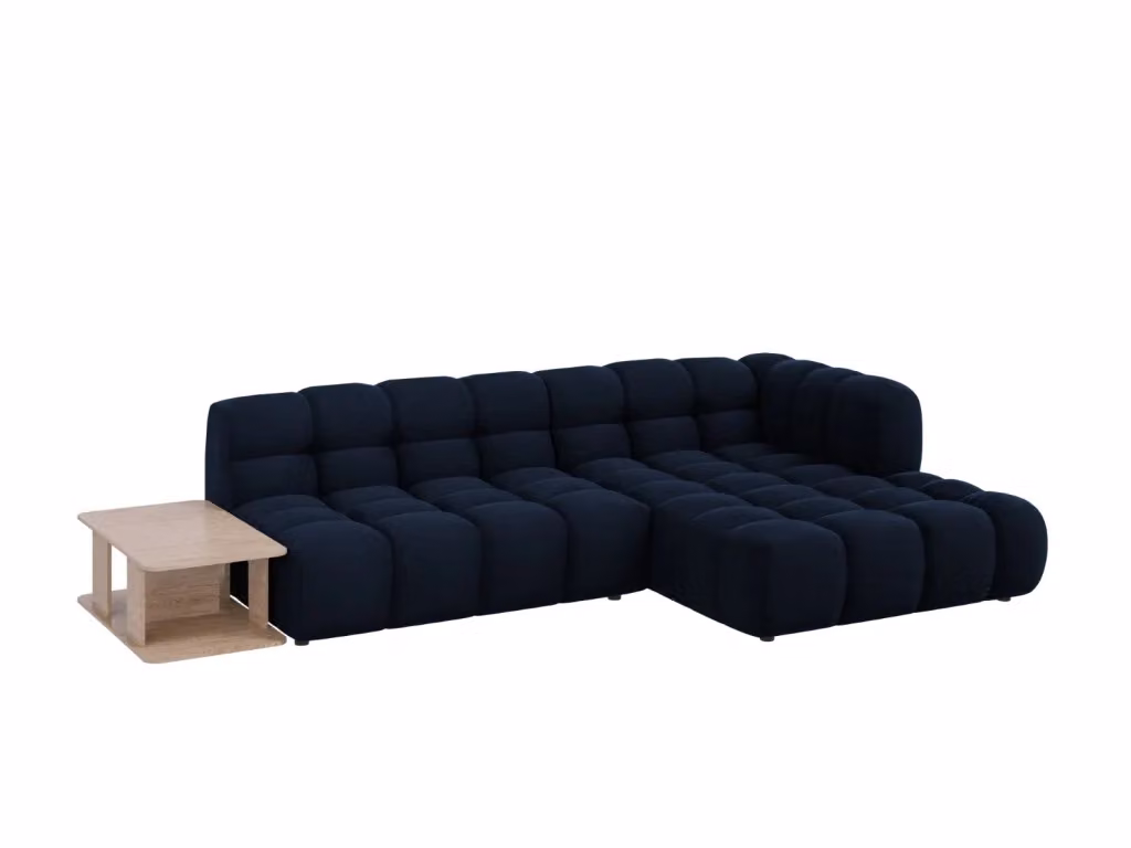 Divano angolare modulare Sky Cosmopolitan Design, 4 posti in velluto blu, configurazione destra, L 297 cm x P 174 cm x H 75 cm – 2
