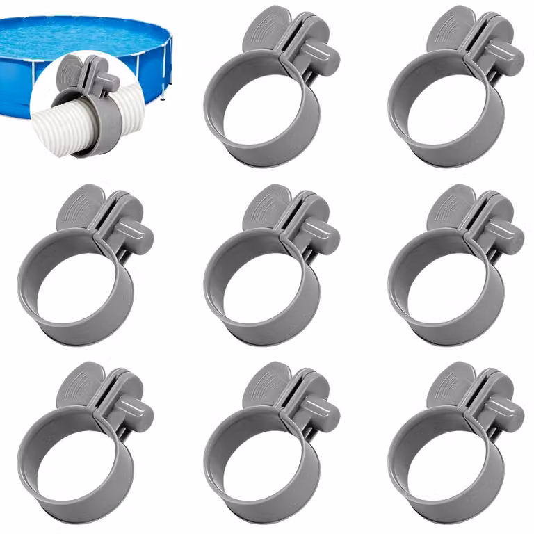 Set di 8 fascette stringitubo in plastica, regolabili, per tubi da 32 mm