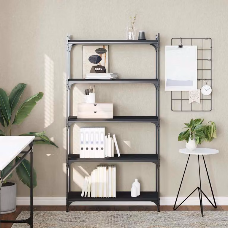 Libreria vidaXL a 5 Ripiani in Stile Industrial, Colore Nero, L 80 cm x P 30 cm x H 154 cm