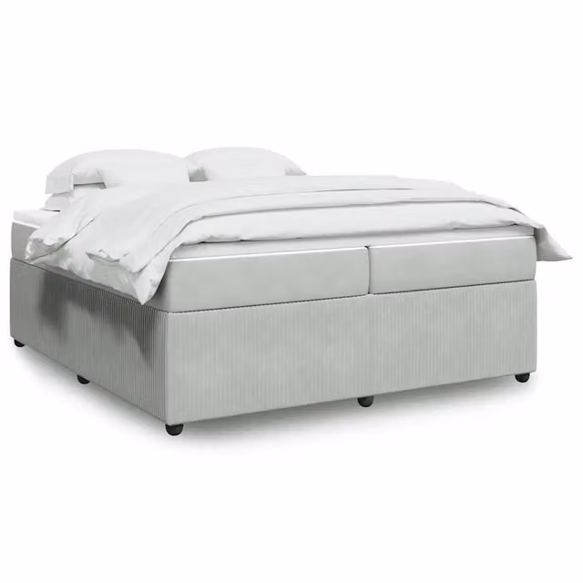 Letto a molle con materasso ibrido vidaXL in velluto grigio e bianco L/P: 200 x 200 cm