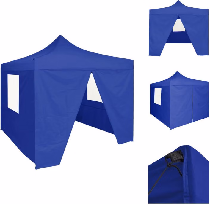 vidaXL Tenda professionale per feste pieghevole con 4 pareti laterali 2×2 m in acciaio blu - Padiglioni e tende per feste