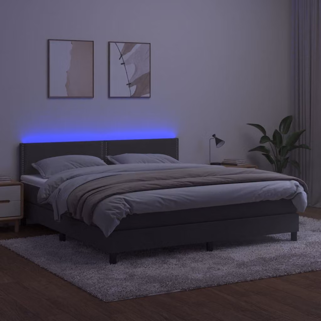 Maison Exclusive - Letto a Molle con Materasso e LED Grigio Scuro 180x200 cm