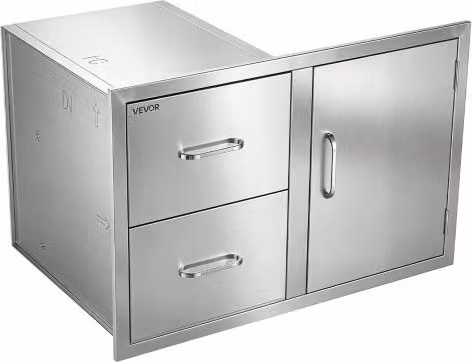 VEVOR Cassettiera per Isola Cucina da Esterno 82x55x52 cm con 2 Cassetti Acciaio Inox, con Maniglia, Bancone di Postazione per Barbecue, Organizazzione Utensili Pentole Accessori, Cortile, Giardino