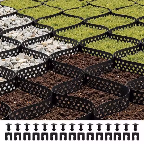 Griglia per ghiaia e stabilizzazione terreno VEVOR in plastica nera, L: 3000 cm x P: 10000 cm, Profondità: 5 cm, Spessore: 0,15 cm