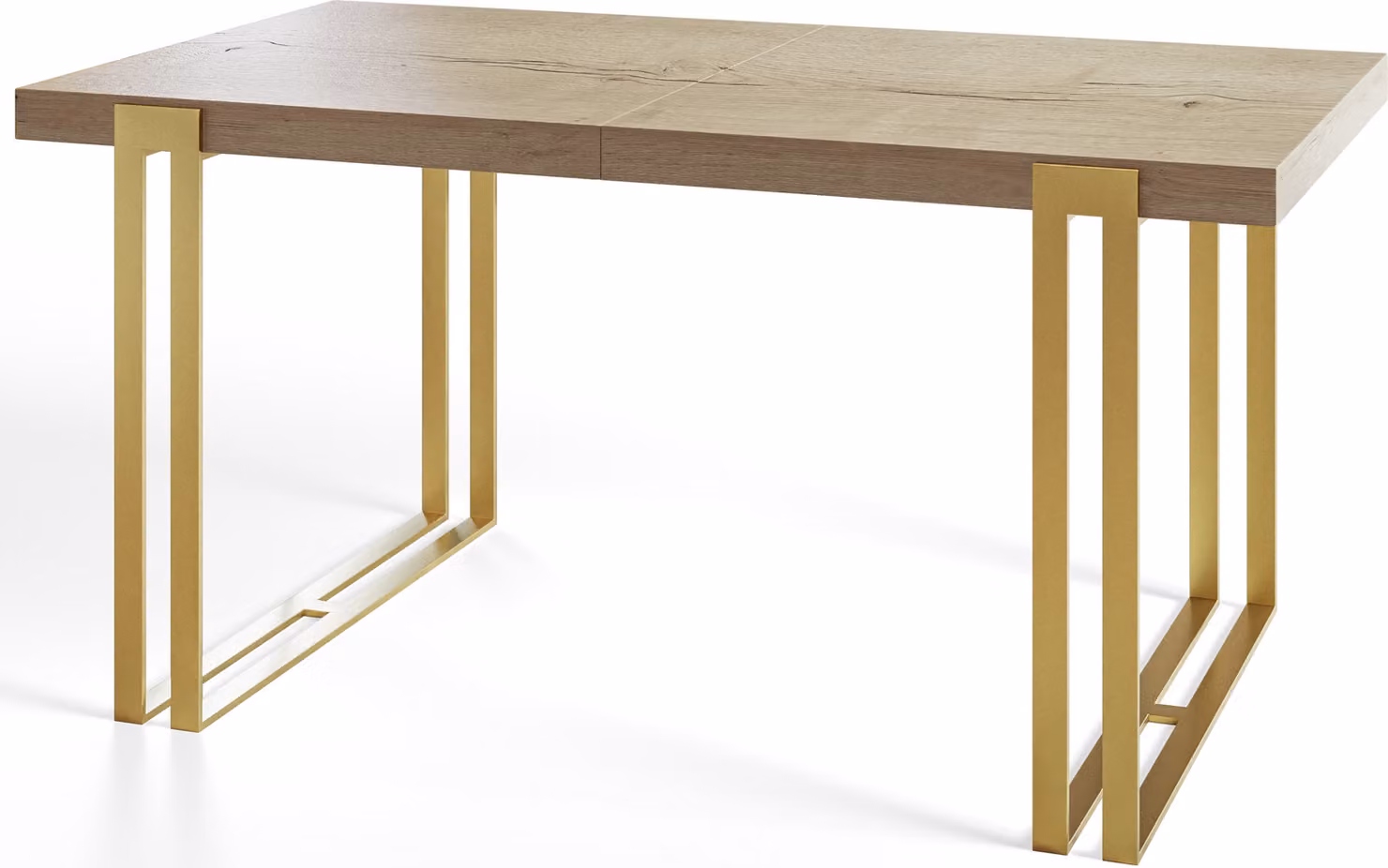 Tavolo rettangolare per sala da pranzo ROSA, dimensioni: 200X90X77 cm, tavolo per soggiorno colore: HALIFAX, con gambe in metallo color oro