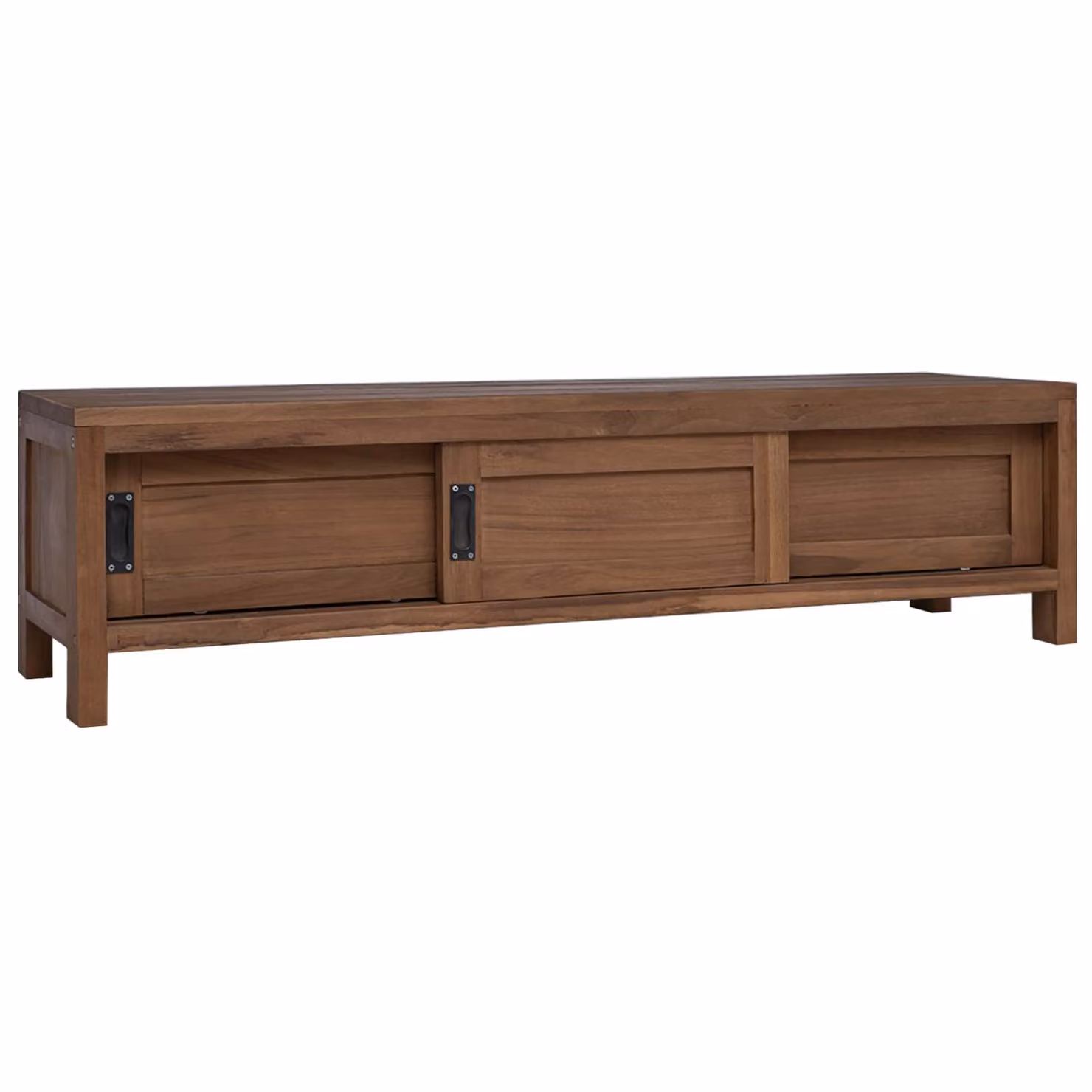 Mobile TV vidaXL in legno di teak massiccio color marrone, stile rustico, L 110 x P 30 x H 30 cm