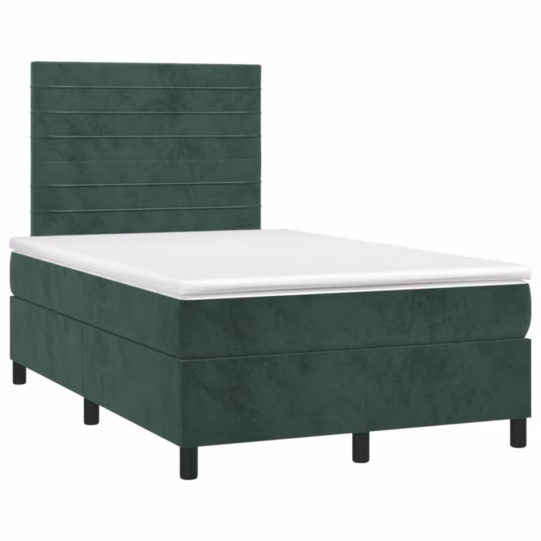 Maison Exclusive - Letto boxspring con materasso e LED verde scuro 120x190 cm velluto
