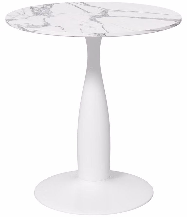 HOMCOM Tavolo da pranzo, tavolo da cucina rotondo, tavolo da pranzo con struttura in acciaio bianco