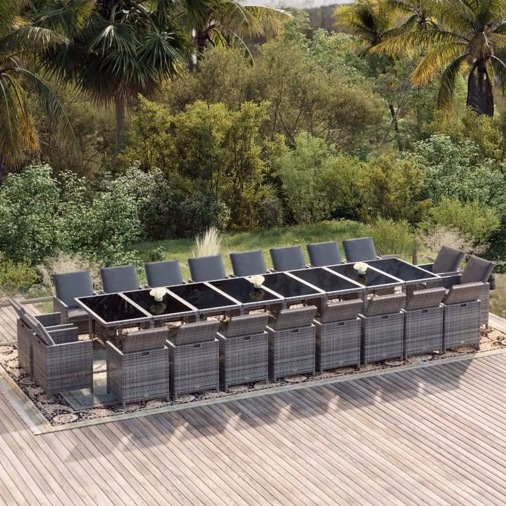 Maison Exclusive - Set da pranzo da giardino da 21 pezzi con cuscini in polyrattan grigio
