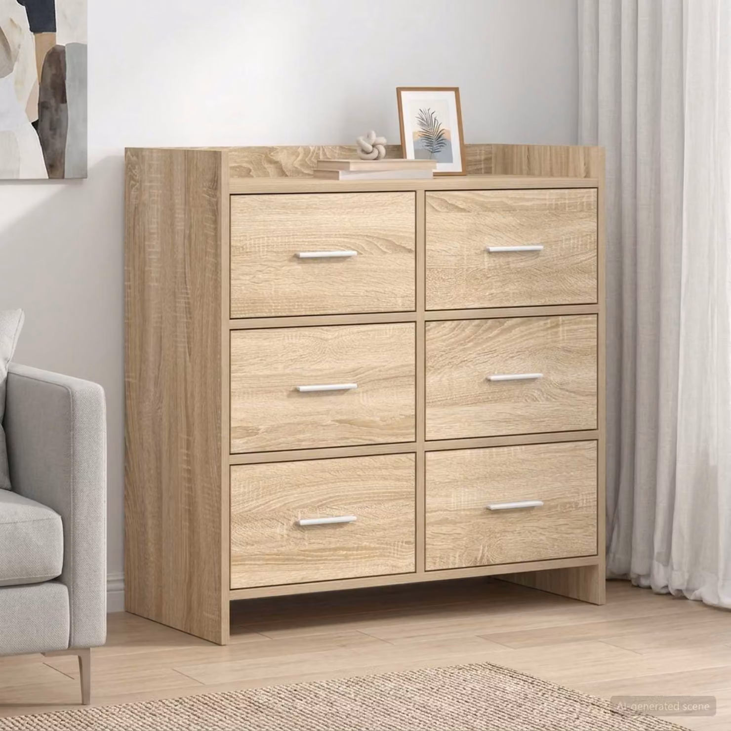 Credenza moderna vidaXL in legno ingegnerizzato color rovere Sonoma, L 75 x P 33 x H 80 cm