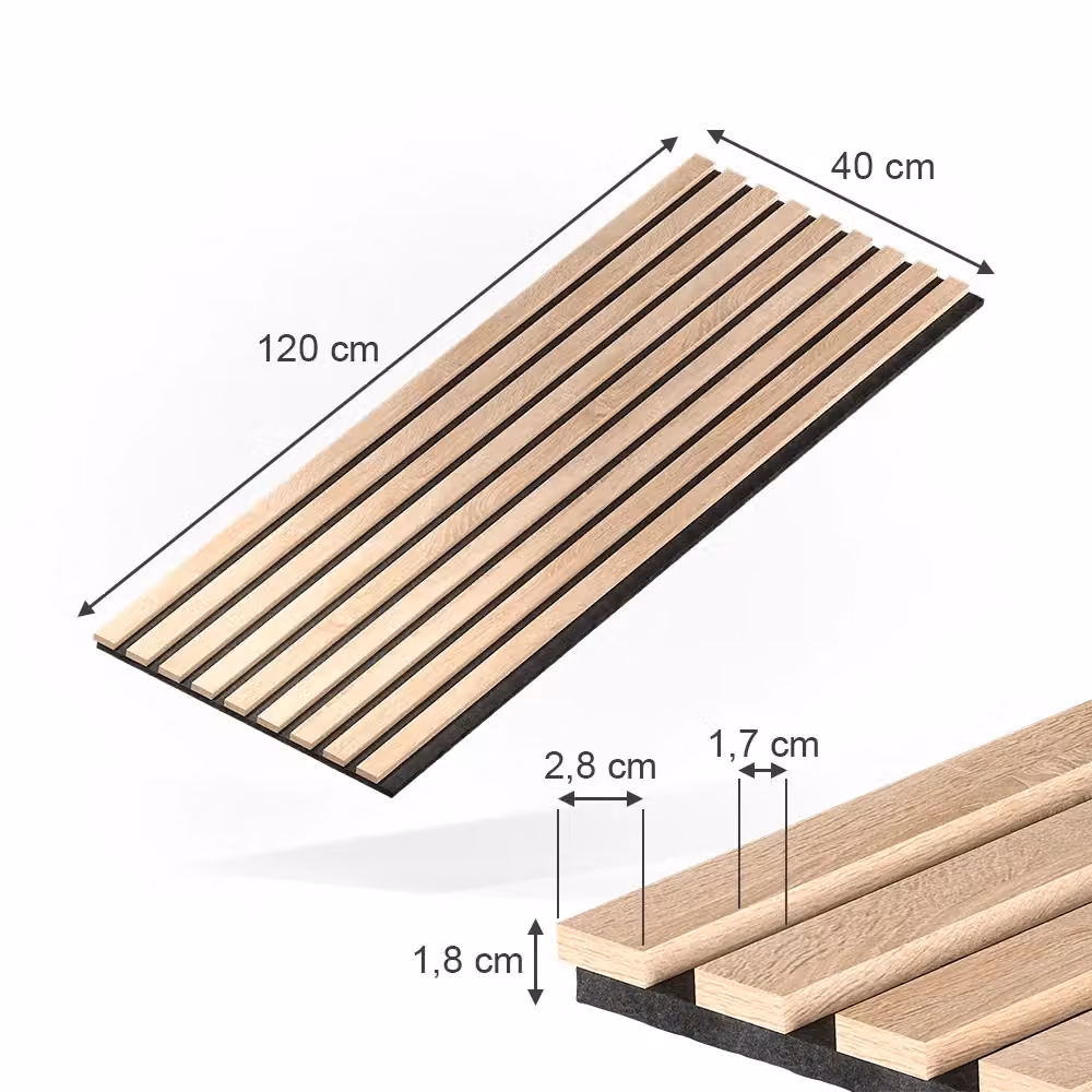 Set di 12 pannelli acustici Vicco Sonoa Rovere in MDF effetto legno marrone, L: 120 cm, H: 40 cm, P: 2 cm – 2