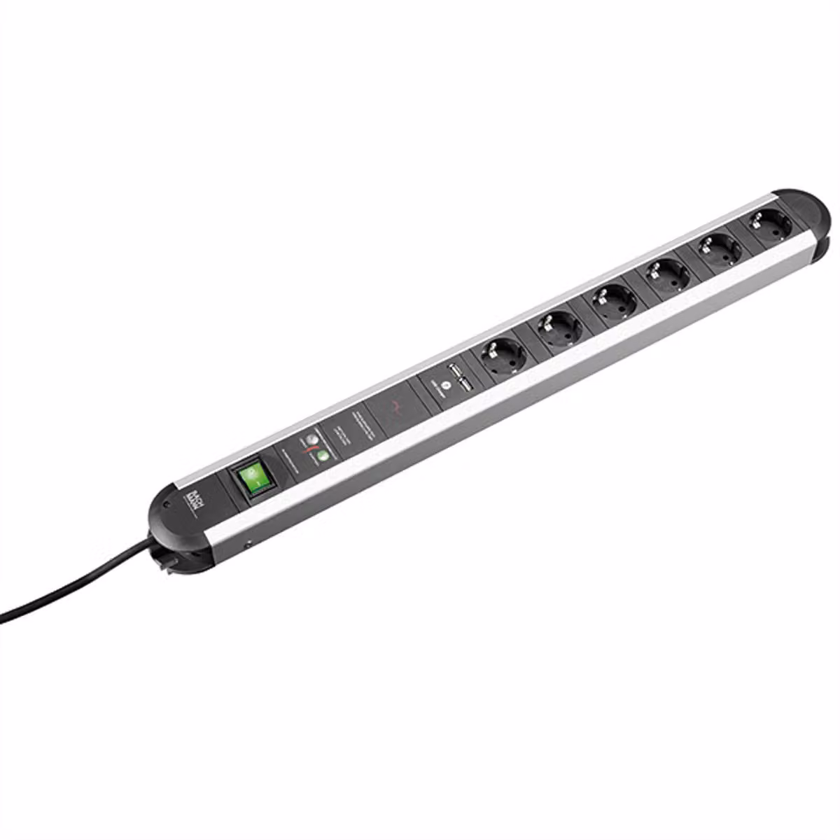 BACHMANN PRIMO Steckdosenleiste 6x Schutzkontakt, Gerätevollschutz, Schalter, USB-Charger, 1,75 m