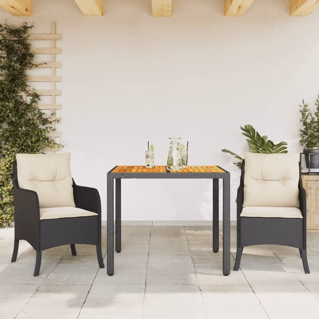 Maison Exclusive - Set da Pranzo da Giardino 3 pz con Cuscini Nero in Polyrattan