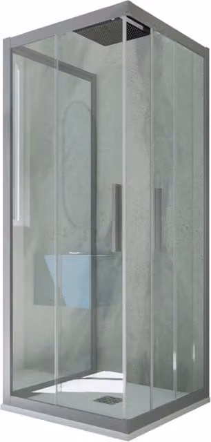 Box doccia Kolors Trio FORTE con 3 lati scorrevoli, vetro trasparente e profilo silver, L/P/H: 70 x 70 x 200 cm
